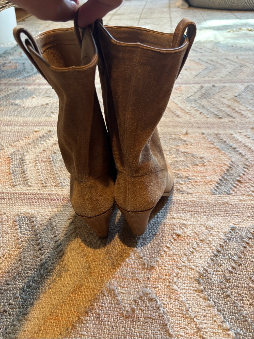 Aquazurra Women's Pointed Toe Suede Mid-Calf Boots - Brown - Picture 3 of 5
